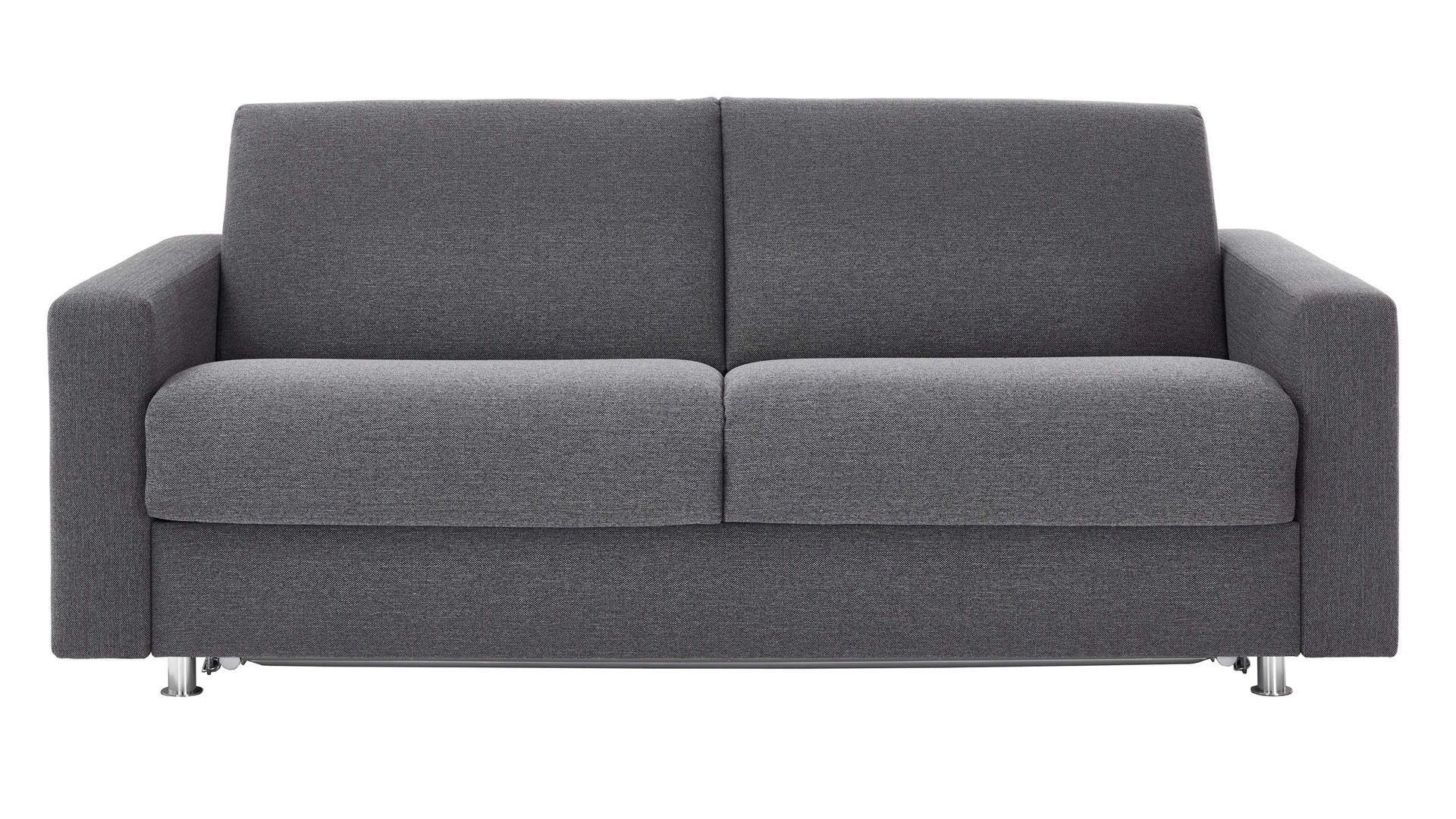 Schlafsofa Bali aus Stoff in Anthrazit Messina Funktionssofa - Schlafcouch anthrazitfarbener Webstoff 8-2122 & Chromfüße 84 - Breite ca. 177 cm