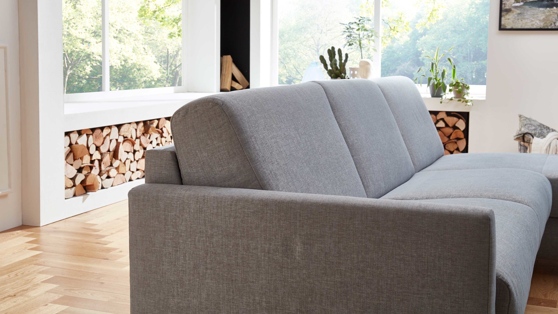 Ecksofa Bali aus Stoff in Hellblau Messina - Ecksofa hellblauer Bezug 8-8001 - Stellfläche ca. 281 x 160 cm