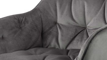 Vierfußstuhl Actona group aus Stoff in Dunkelgrau Armlehnstuhl Brooke dunkelgrauer Samt Vic 28 & schwarzes Metall