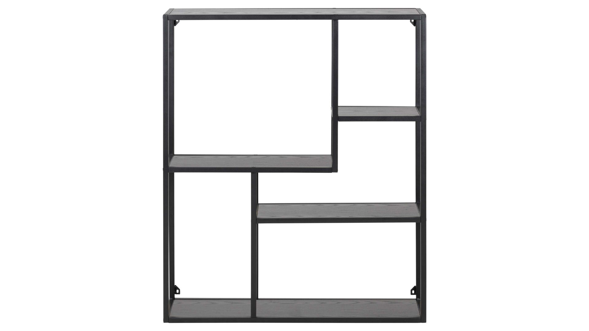 Regal Actona group aus Holz in Schwarz Regal Seaford im Industrielook, auch als Büromöbel einsetzbar schwarze Esche – ca. 75 x 91 cm