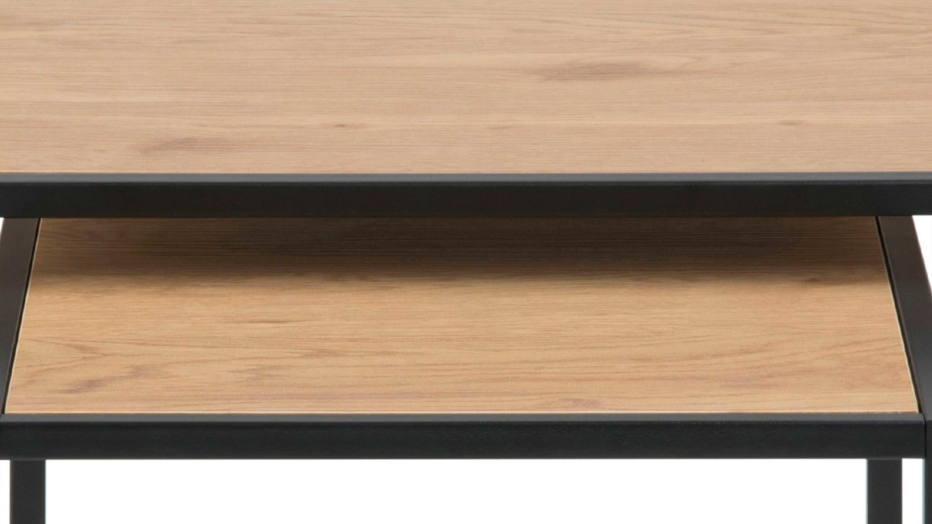 Beistelltisch-Set Actona group aus Holz in Holzfarben Beistelltisch-Set Seaford im Industrielook bzw. Beistelltische Wildeiche & Schwarz – zweiteilig