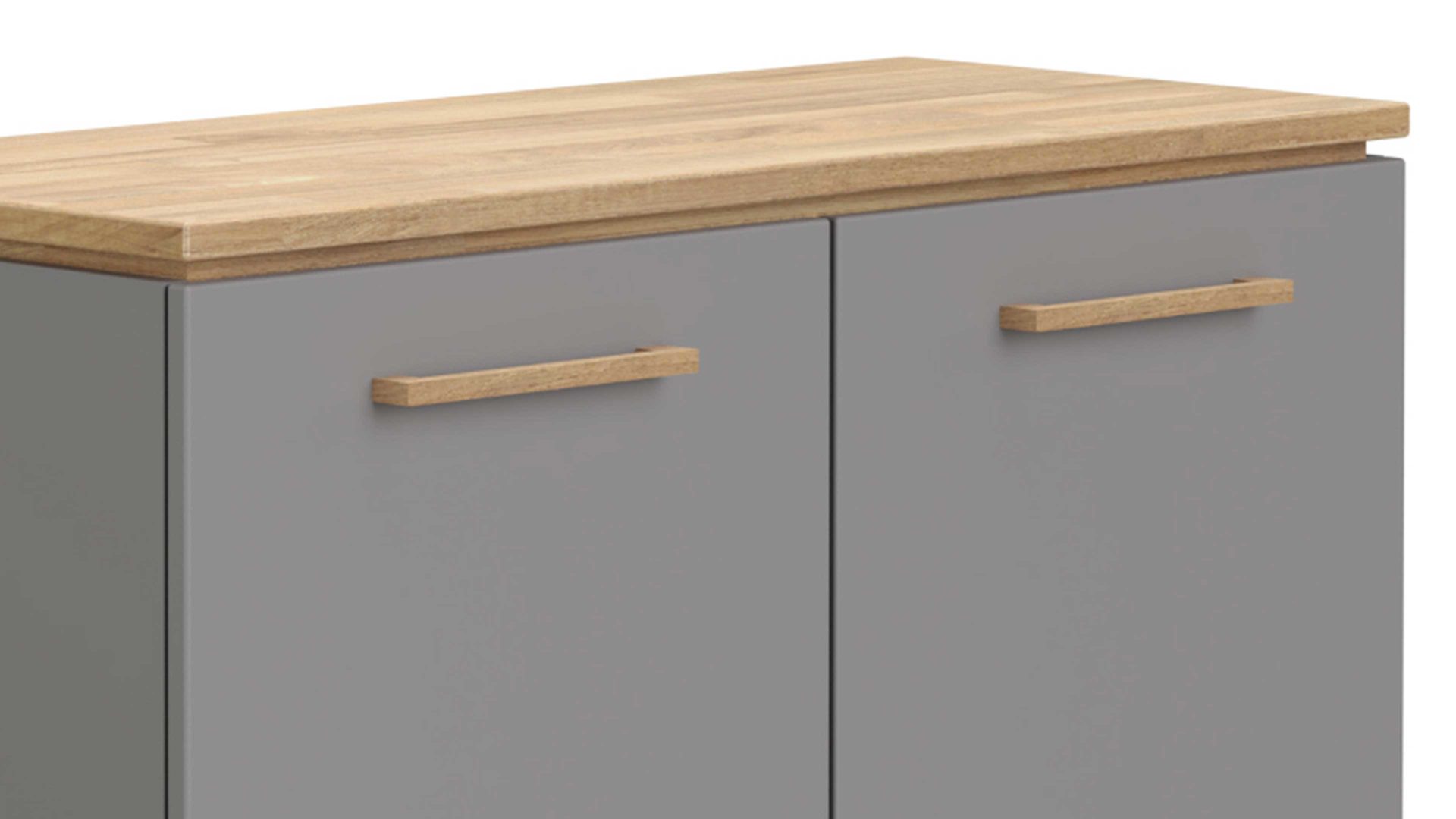 Highboard Paidi aus Holz in Grau PAIDI Babyzimmer Highboard Sten Eiche & Schiefergrau – zwei Türen, zwei Schubladen