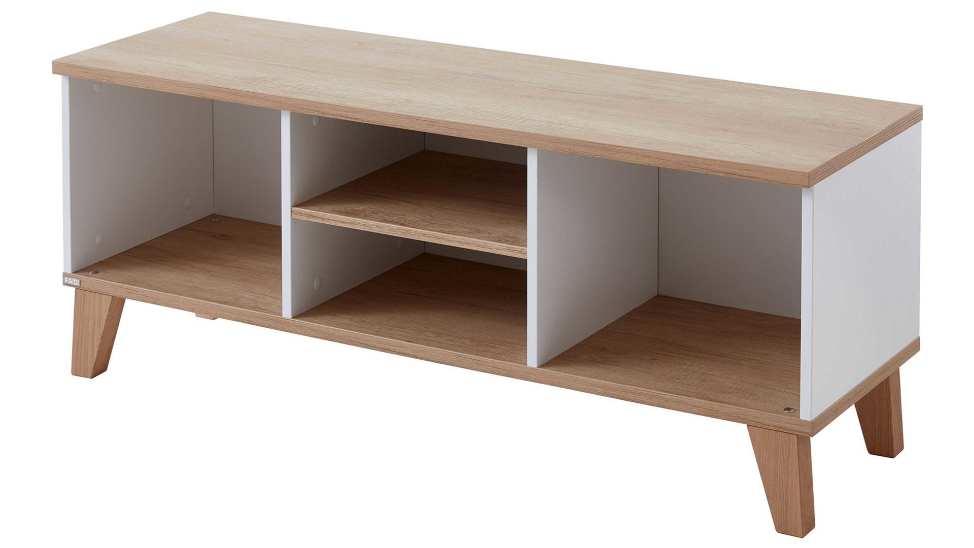 Lowboard Paidi aus Holz in Weiß PAIDI Babyzimmerprogramm Oscar - Lowboard Kreideweiß & Nebraska Eiche – vier Fächer, Breite ca. 124 cm