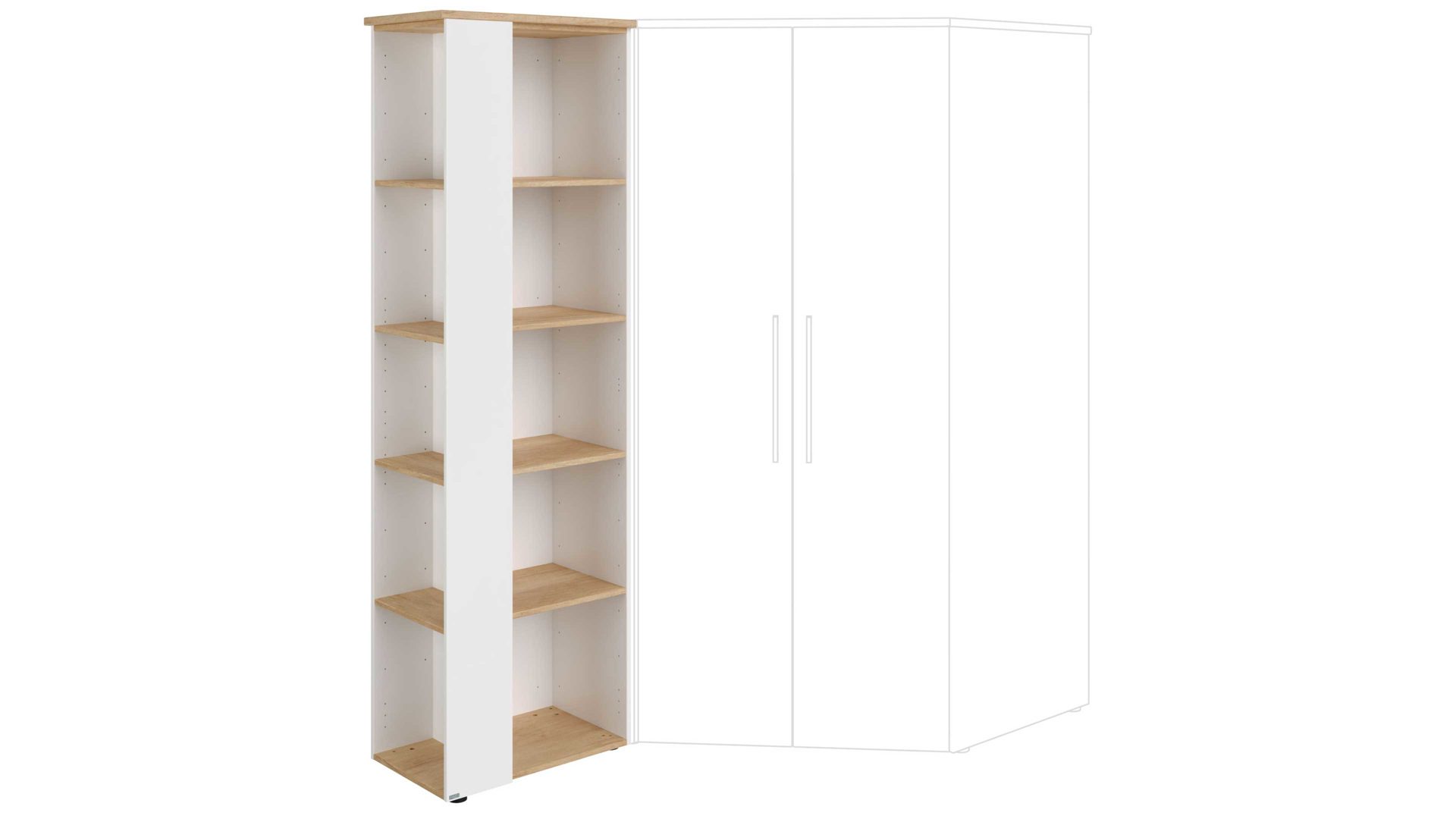 Regal Paidi aus Holz in Weiß PAIDI Babyzimmerprogramm Oscar - Eck-Regal Kreideweiß & Nebraska Eiche – acht Fächer, Höhe ca. 206 cm