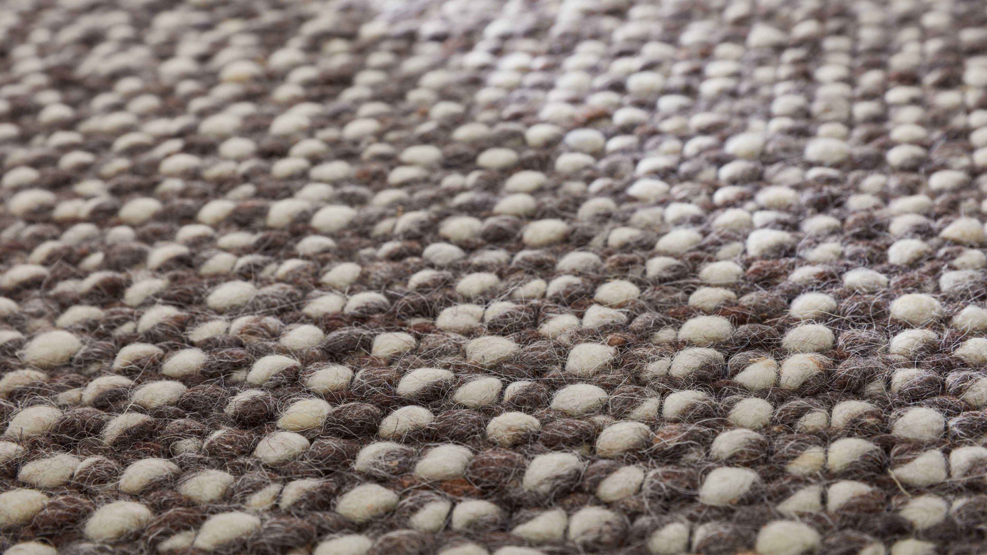 Handwebteppich Interliving aus Naturfaser in Braun Interliving Teppich Serie B-8001 perlfarbene Schurwolle – ca. 170 x 240 cm