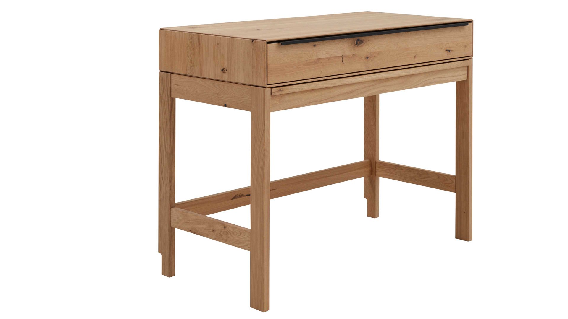 Schreibtisch Interliving aus Holz in Holzfarben Interliving Wohnzimmer Serie 2020 - Hochkommode Asteiche bianco – Schreibauszug, eine Schublade