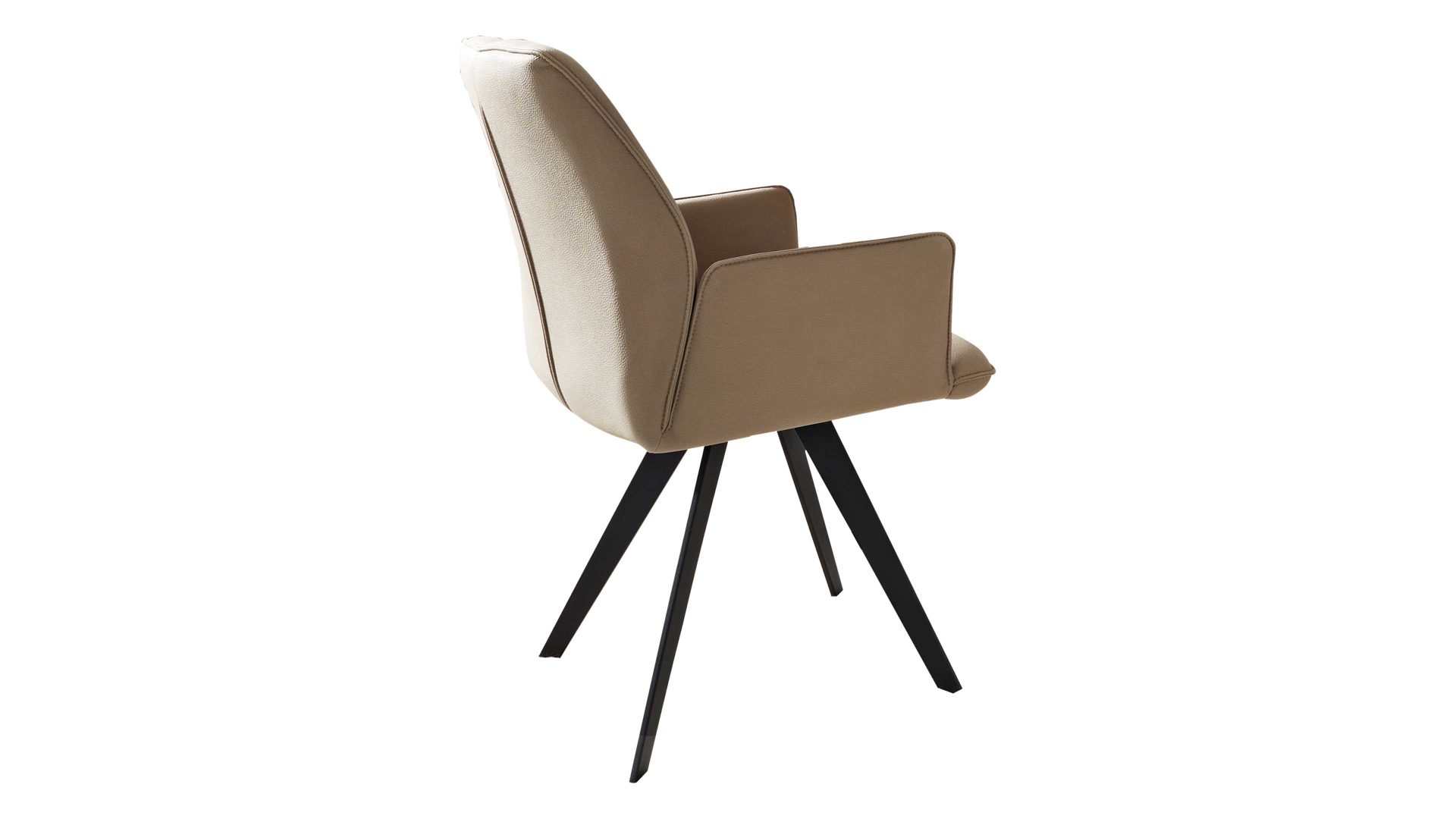 Polsterstuhl Interliving aus Stoff in Beige Interliving Esszimmer Serie 5102 – Armlehnstuhl sandfarbene Mikrofaser Atlantis 914 & schwarzes Eisen