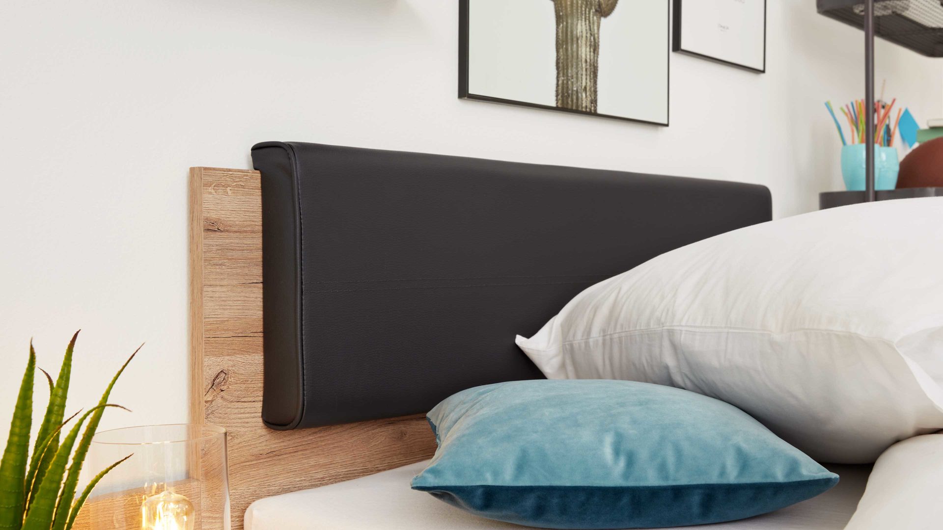 Jugendzimmer Interliving aus Holz in Holzfarben Interliving Jugendzimmer Serie 1701 - Bettgestell 5767 Riss-Eiche & Anthrazit - Liegefläche ca. 120 x 200 cm