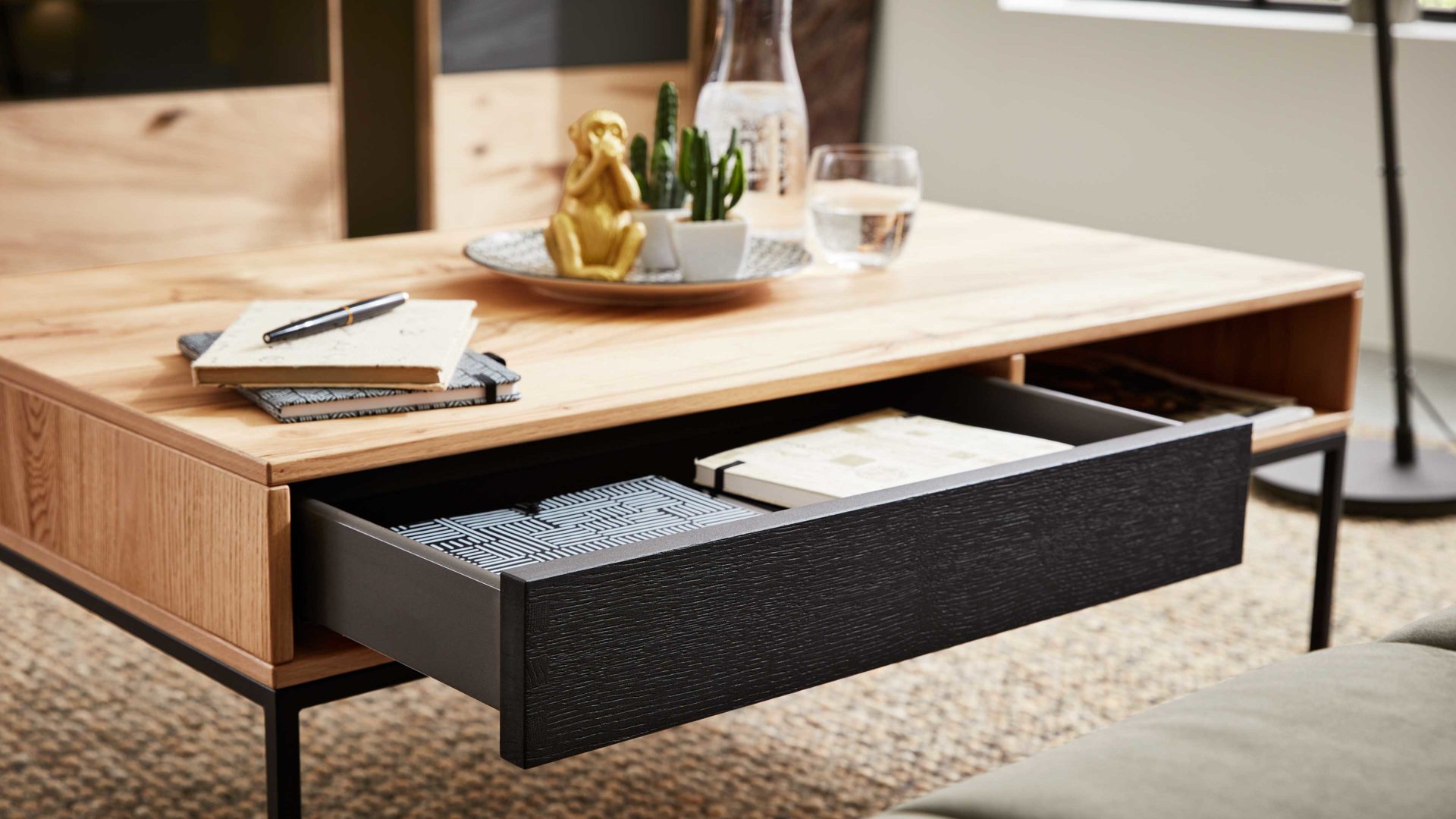 Couchtisch Interliving aus Holz in Holzfarben Interliving Esszimmer Serie 5604 - Couchtisch V466-0308A Eiche rustico & Anthrazit - ca. 100 x 60 cm