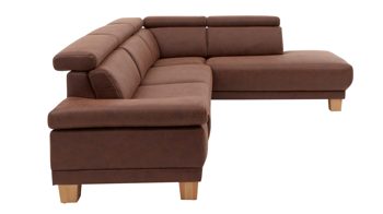 Ecksofa Interliving aus Stoff in Dunkelbraun Interliving Sofa Serie 4252 – Ecksofa schokofarbener Stoffbezug Büffel & Buchenholzfüße – Stellfläche ca. 275 x 220 cm