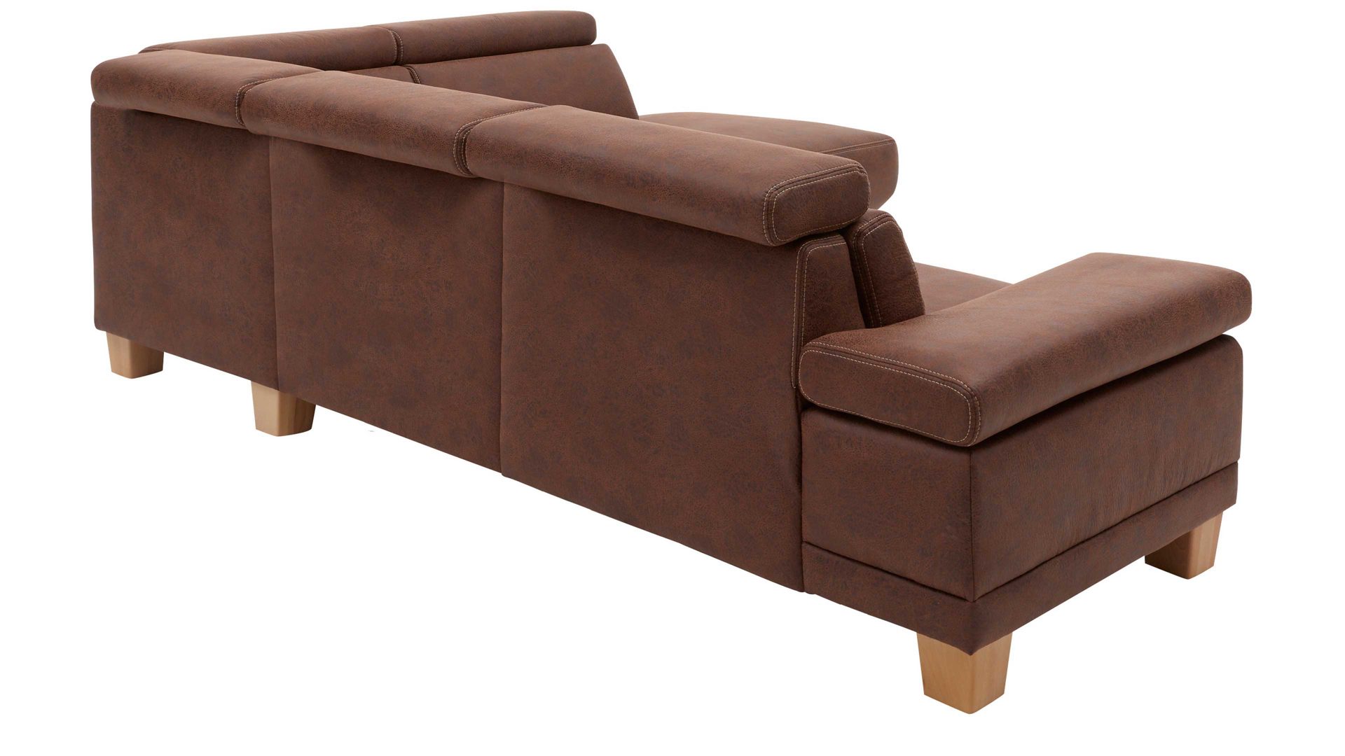 Ecksofa Interliving aus Stoff in Dunkelbraun Interliving Sofa Serie 4252 – Ecksofa schokofarbener Stoffbezug Büffel & Buchenholzfüße – Stellfläche ca. 275 x 220 cm