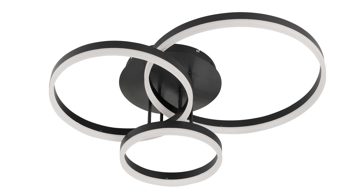 Deckenleuchte Wofi aus Metall in Schwarz WOFI Deckenlampe Vaasa schwarzes Metall & weißer Kunststoff – Länge ca. 75 cm