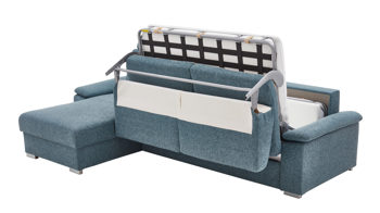 Ecksofa comfortmaster besser sitzen, liegen, leben aus Stoff in Türkis Comfortmaster Ecksofa Molto mit Faltbett-Funktion türkisfarbener Bezug 2-6846 & Chromfüße - Stellfläche ca. 306 x 176 cm