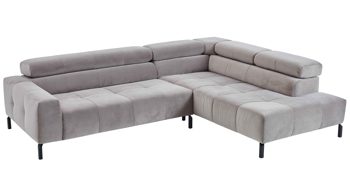 Ecksofa SOFAkultur aus Stoff in Hellgrau SOFAkultur Programm SK 745 - Ecksofa silberfarbener Bezug Velvet - Stellfläche ca.  276 x 219 cm