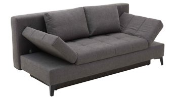 Schlafsofa Restyl aus Stoff in Anthrazit Schlafsofa Talia C anthrazitfarbener Bezug 2-6931 & schwarze Metallfüße