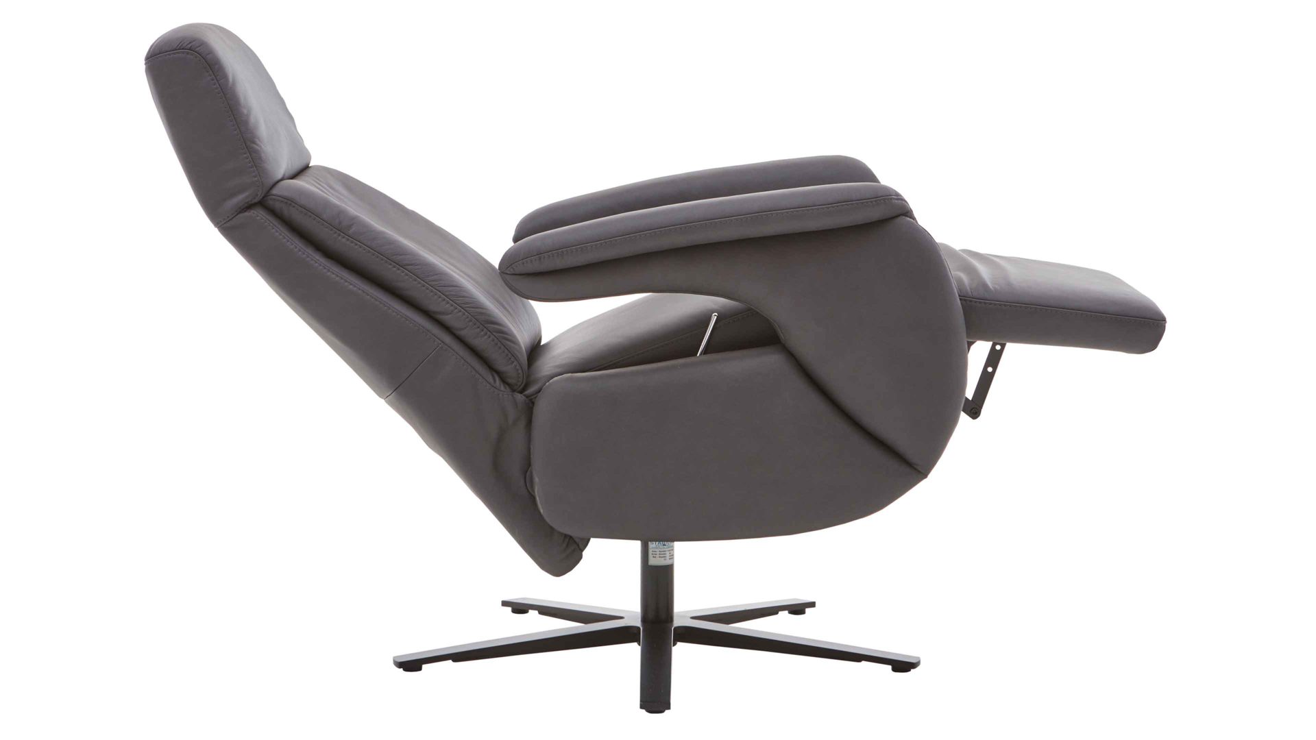 Relaxsessel Steinpol polsteria aus Leder in Anthrazit Polsterprogramm Relaxa 6.0 Plus PSG XC - Drehsessel anthrazitfarbenes Leder Punch & mattschwarzer Sternfuß