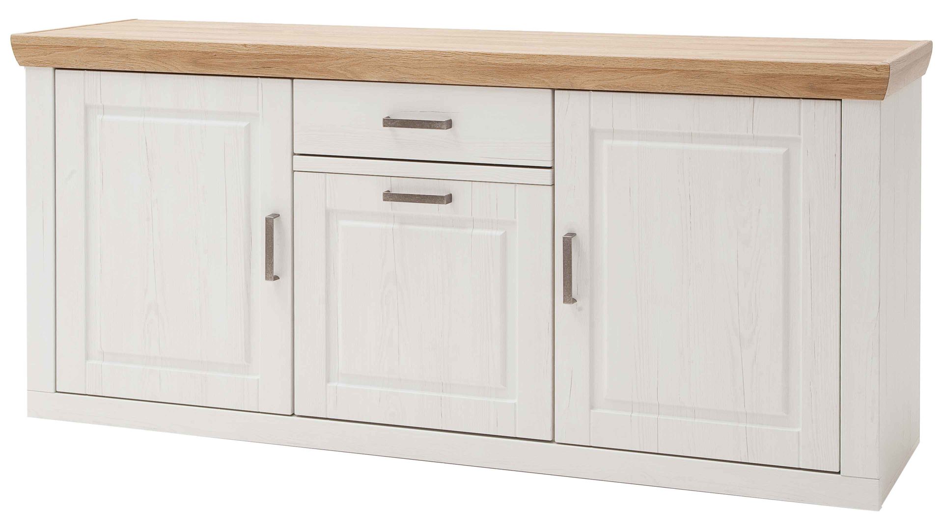 Sideboard Mca direkt aus Holz in Weiß Wohnprogramm Brixen - Sideboard Pinie Aurelio & Grandson Oak - drei Türen, eine Schublade