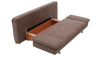 Schlafsofa comfortmaster besser sitzen, liegen, leben aus Stoff in Dunkelbraun Comfortmaster Schlafsofa Mia brauner Stoffbezug 2-6886 & 2-6885, Chromfüße - Breite ca. 200 cm