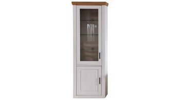 Vitrine Mca direkt aus Holz in Weiß Wohnprogramm Brixen - Vitrine 12 Pinie Aurelio & Grandson Oak - zwei Türen, Höhe ca. 210 cm