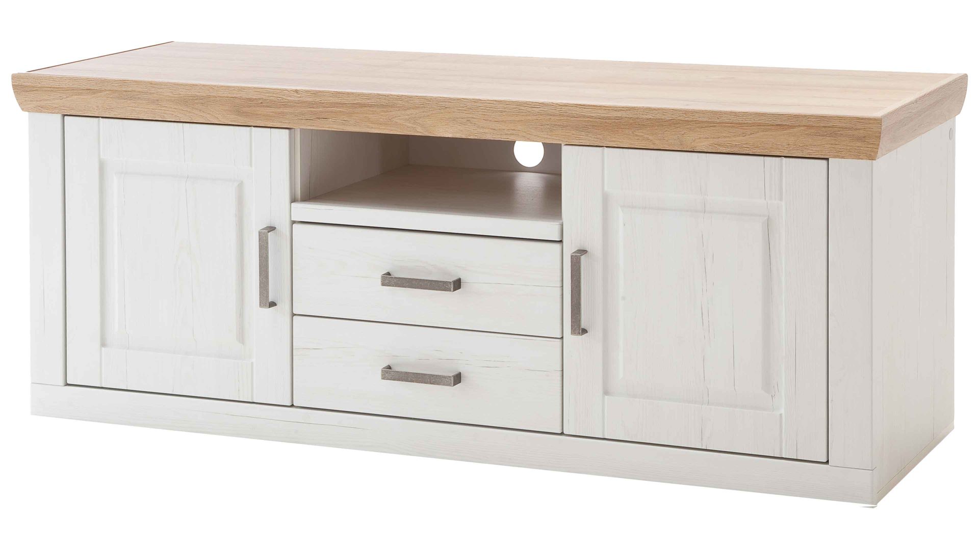 Lowboard Mca direkt aus Holz in Weiß Wohnprogramm Brixen - Lowboard 30 Pinie Aurelio & Grandson Oak - Länge ca. 158 cm