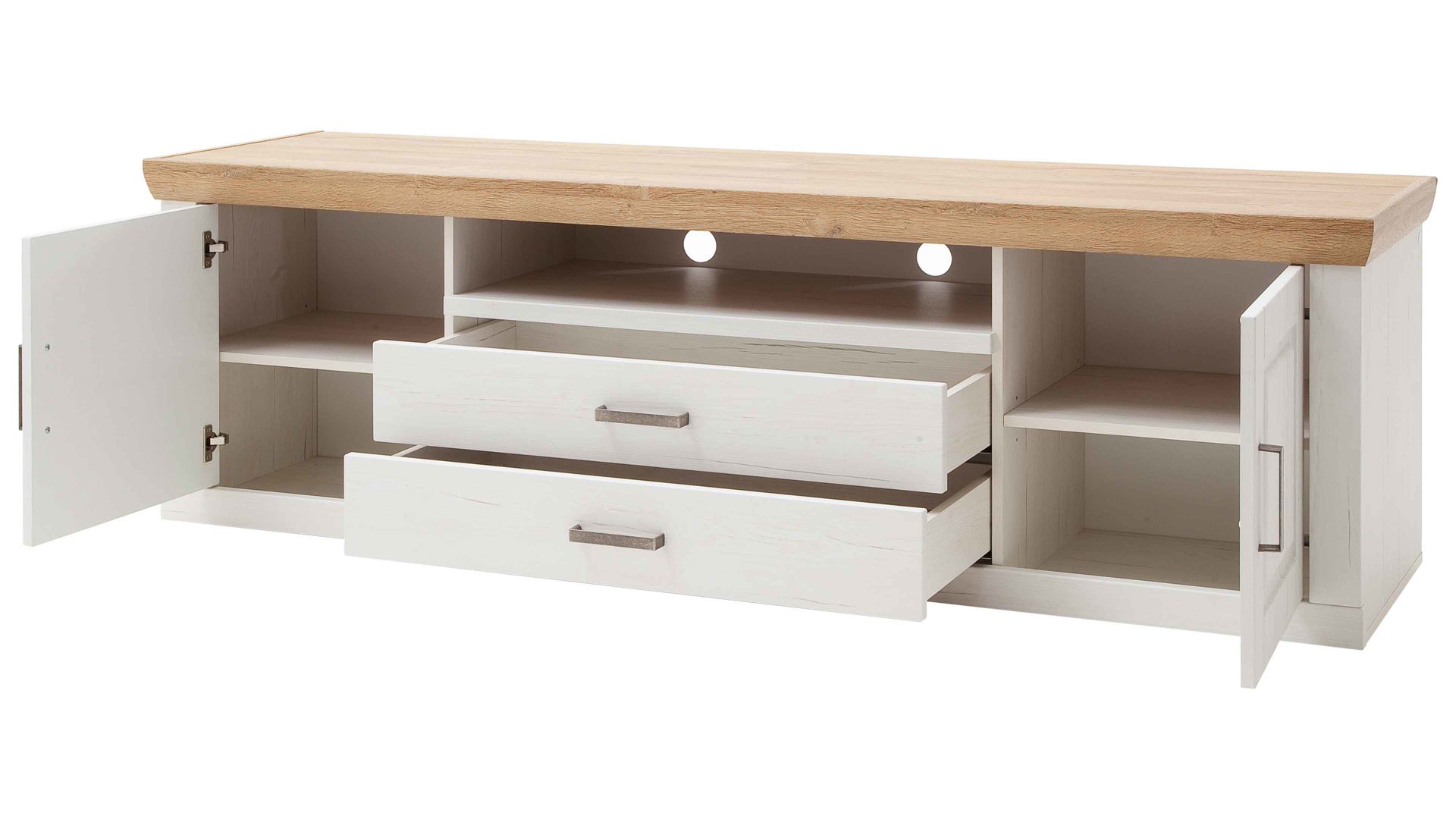 Lowboard Mca direkt aus Holz in Weiß Wohnprogramm Brixen - Lowboard 31 Pinie Aurelio & Grandson Oak - Länge ca. 198 cm