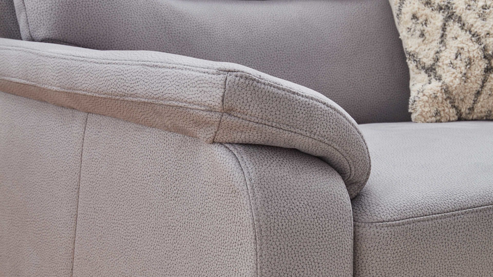 Ecksofa modulmaster aus Stoff in Hellgrau Modulmaster MM-PP1009 - Ecksofa mit Federkern graue Mikrofaser Holiday & schwarze Holzfüße – Stellfläche ca. 303 x 245 cm