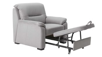 Polstersessel modulmaster aus Stoff in Hellgrau Modulmaster MM-PP1009 - Polstersessel mit Hocker graue Mikrofaser Holiday & schwarze Holzfüße