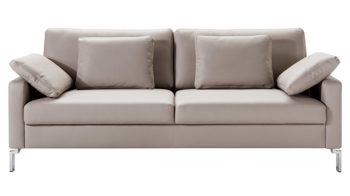 Zweisitzer SOFAkultur aus Leder in Hellgrau SOFAkultur Programm SK 405 2.0 - Zweisitzer bzw. Polstermöbel hellgraues Leder Life-Line & Chromfüße – Breite ca. 140 cm