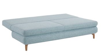 Schlafsofa Restyl aus Stoff in Hellblau Schlafsofa Rob eisblauer Bezug 55-6451 & Eichenholzfüße