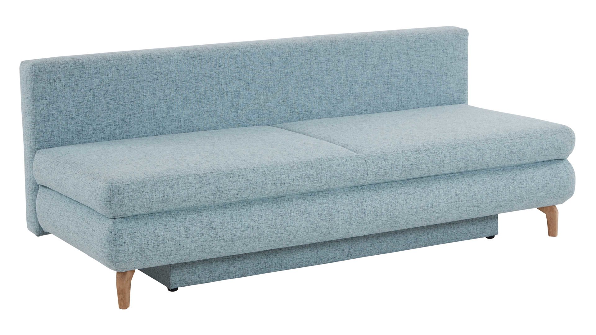Schlafsofa Restyl aus Stoff in Hellblau Schlafsofa Rob eisblauer Bezug 55-6451 & Eichenholzfüße