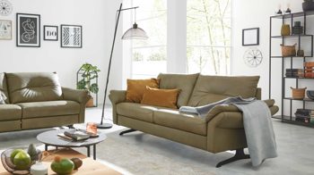 Zweisitzer Interliving aus Leder in Grün Interliving Sofa Serie 4400 - Zweisitzer 230-164 olivgrünes Leder EVI 33 - Breite ca. 214 cm