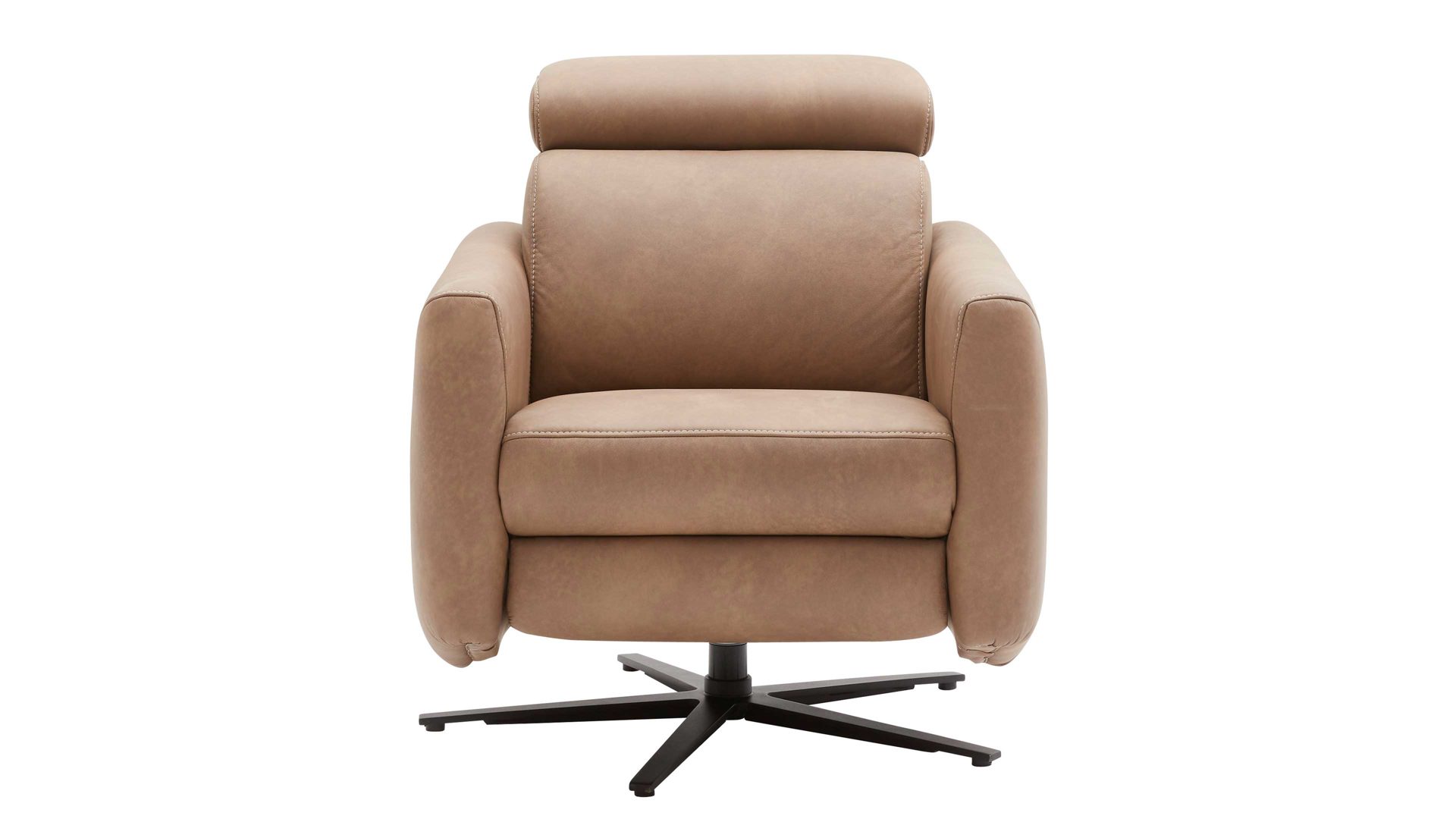 Relaxsessel comfortmaster besser sitzen, liegen, leben aus Leder in Hellbraun Comfortmaster 7180 - Relaxsessel 24E44 motorisch - wüstenfarbenes LongLife-Leder & anthrazitfarbener Sternfuß