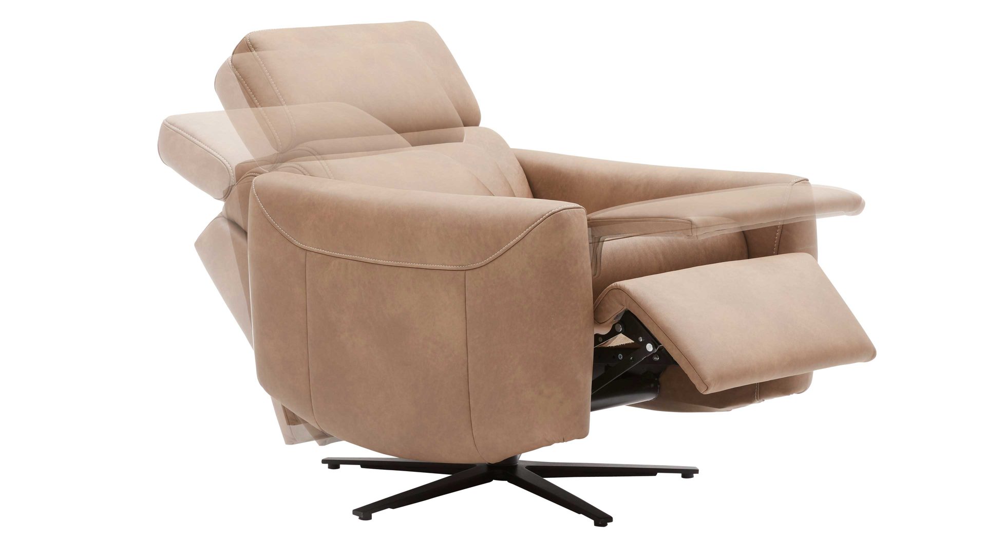 Relaxsessel comfortmaster besser sitzen, liegen, leben aus Leder in Hellbraun Comfortmaster 7180 - Relaxsessel 23L44 manuell - wüstenfarbenes LongLife-Leder & anthrazitfarbener Sternfuß