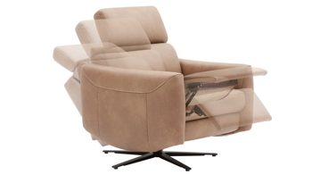 Relaxsessel comfortmaster besser sitzen, liegen, leben aus Leder in Hellbraun Comfortmaster 7180 - Relaxsessel 24E44 motorisch - wüstenfarbenes LongLife-Leder & anthrazitfarbener Sternfuß