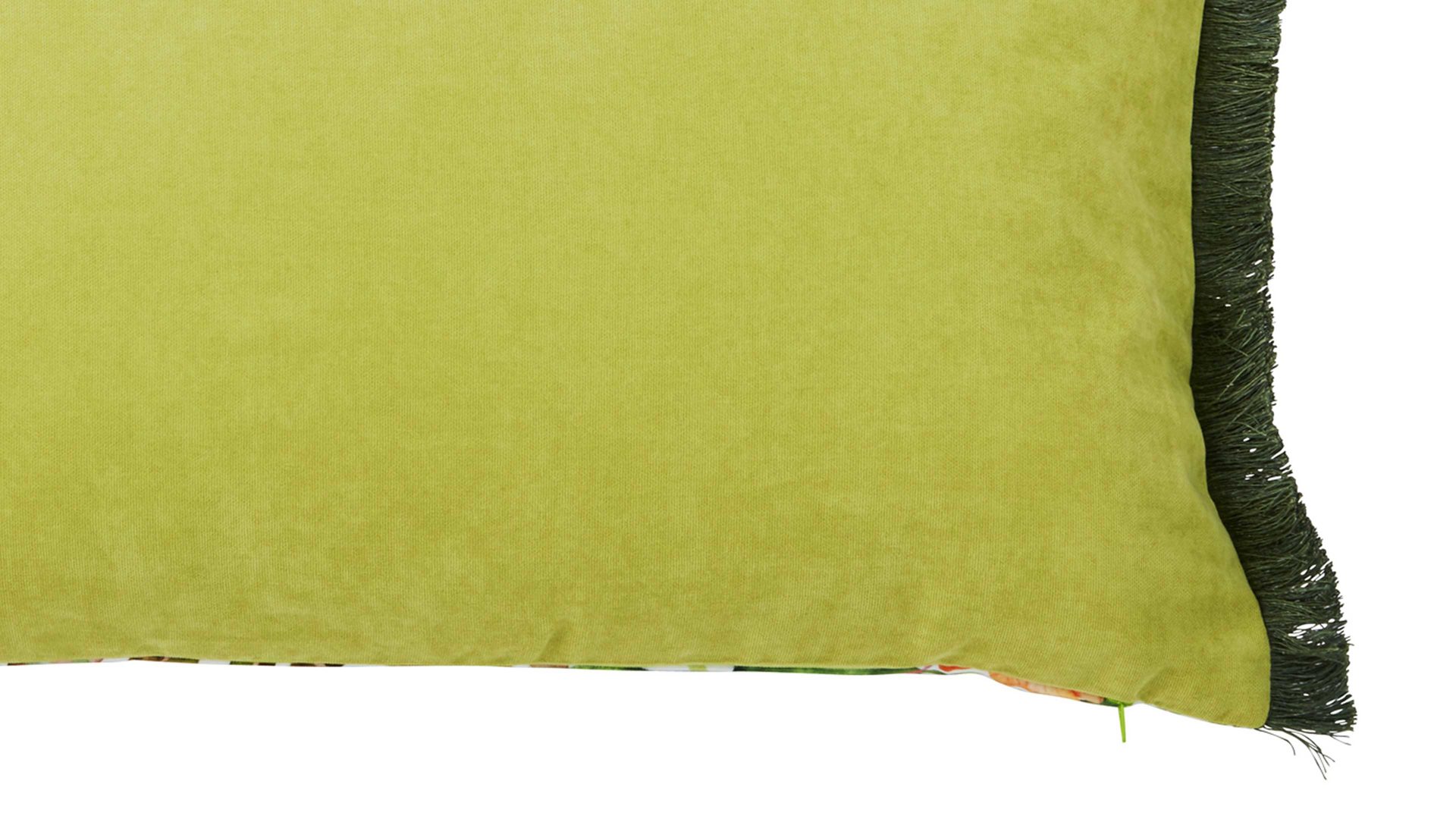 Kissenbezug /-hülle Done.® aus Kunstfaser in Hellgrün done.® Kissenhülle Cushion Fringe Dessin Jungle Flower - ca. 40 x 60 cm