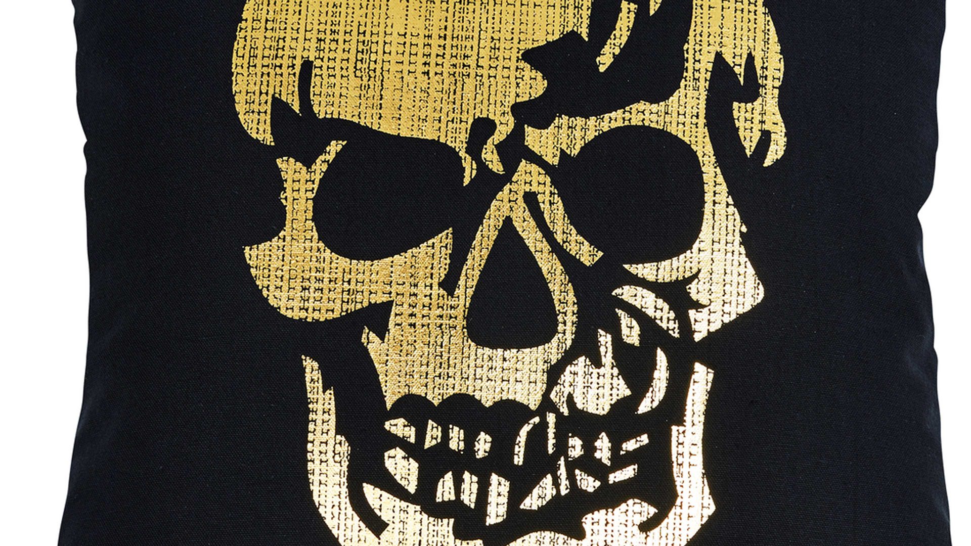 Einzelkissen Done.® aus Baumwolle in Schwarz done.® Kissen Cushion Stone Golddruck Skull & Schwarz - ca. 45 x 45 cm