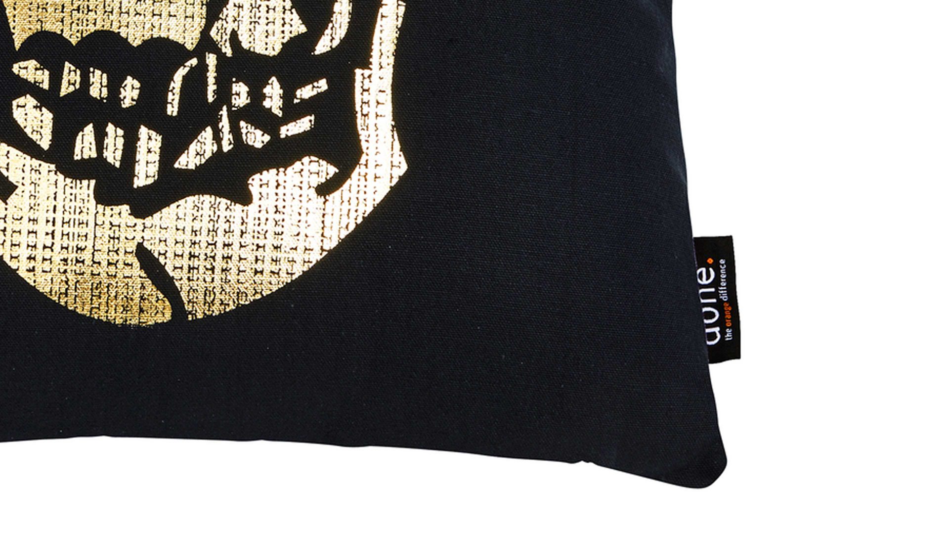 Einzelkissen Done.® aus Baumwolle in Schwarz done.® Kissen Cushion Stone Golddruck Skull & Schwarz - ca. 45 x 45 cm