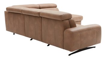Ecksofa comfortmaster besser sitzen, liegen, leben aus Leder in Hellbraun Comfortmaster 1180 Spektra - Ecksofa mit Wall-Free wüstenfarbenes LongLife-Leder - Stellfläche ca. 280 x 239 cm