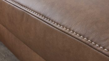 Ecksofa comfortmaster besser sitzen, liegen, leben aus Leder in Hellbraun Comfortmaster 1180 Spektra - Ecksofa mit Wall-Free wüstenfarbenes LongLife-Leder - Stellfläche ca. 280 x 239 cm