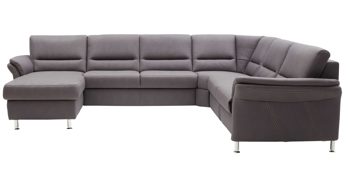 Ecksofa modulmaster aus Stoff in Grau Modulmaster MM-ZE1049 - Wohnlandschaft graue Mikrofaser Mammut & Metallfüße – Stellfläche ca. 304 x 236 cm