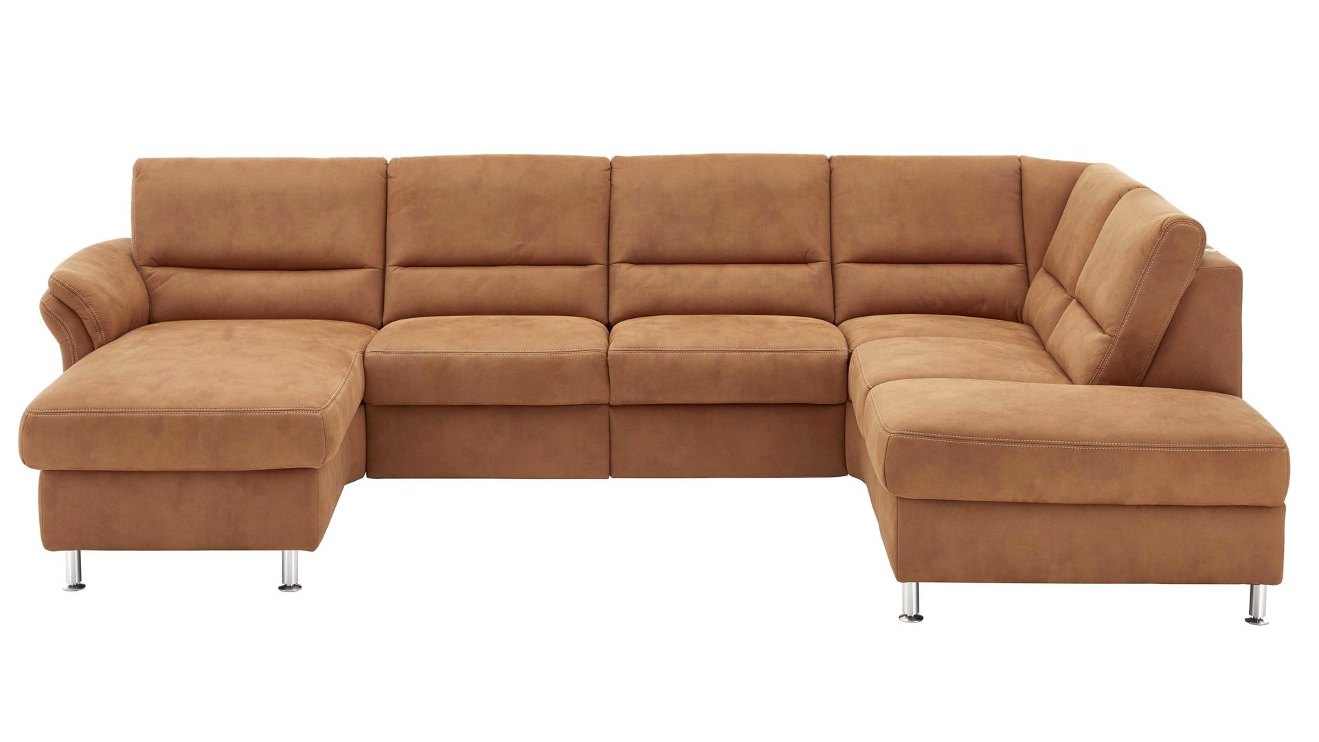 Ecksofa modulmaster aus Stoff in Orange Modulmaster MM-ZE1049 - Wohnlandschaft zimtfarbener Bezug Deluxe – Stellfläche ca. 316 x 203 cm
