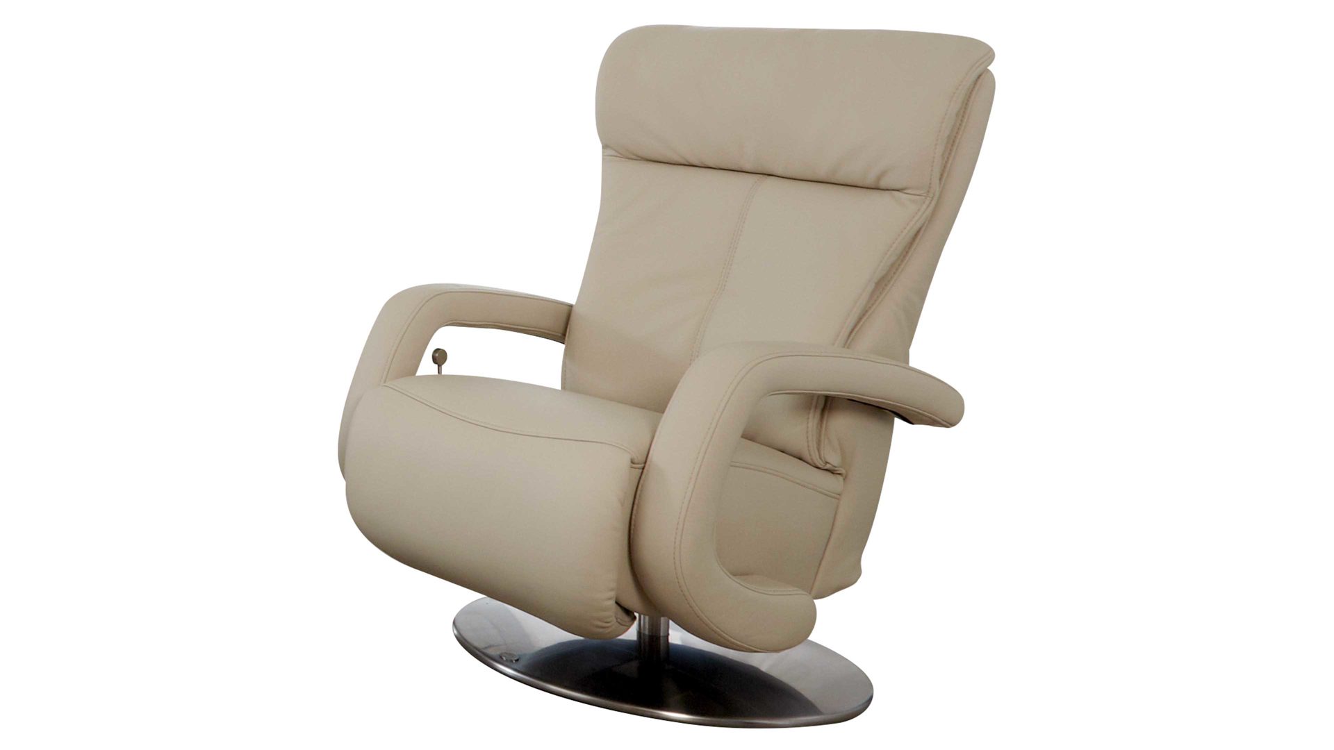 Relaxsessel comfortmaster besser sitzen, liegen, leben aus Leder in Weiß Comfortmaster 7333 Easy-Swing-Sessel 36N als Sitzmöbel nebelfarbenes LongLife-Leder Rustika & Metall-Tellerfuß