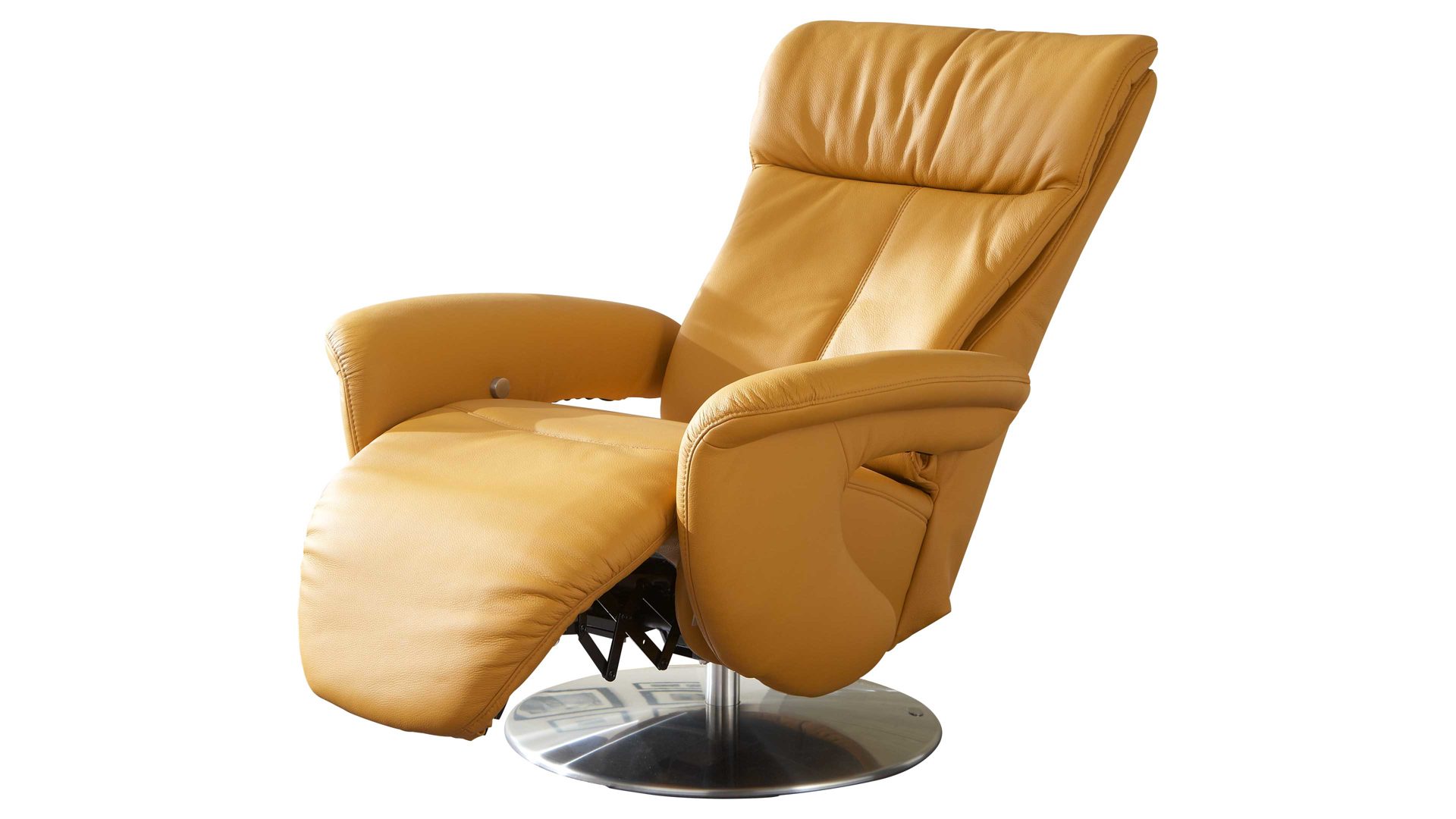 Relaxsessel comfortmaster besser sitzen, liegen, leben aus Leder in Orange Comfortmaster 7333 Easy-Swing-Sessel 36N als Sitzmöbel safranfarbenes LongLife-Leder Rustika & Metall-Tellerfuß