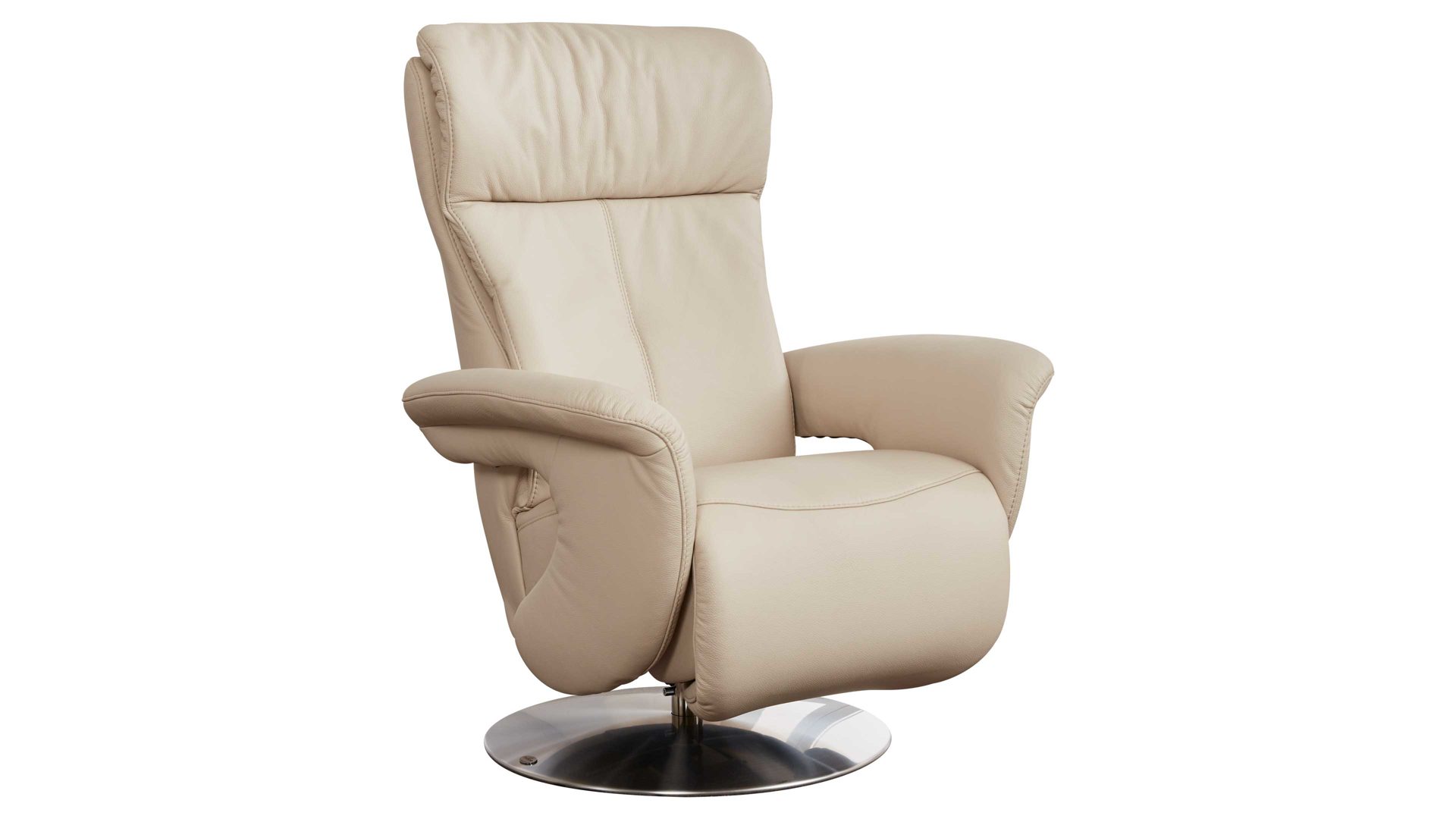 Relaxsessel comfortmaster besser sitzen, liegen, leben aus Leder in Beige Comfortmaster 7333 Easy-Swing-Sessel 36N als Sitzmöbel marmorfarbenes LongLife-Leder LG 18 & Metall-Tellerfuß