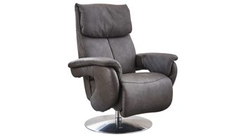 Relaxsessel comfortmaster besser sitzen, liegen, leben aus Leder in Grau Comfortmaster 7304 - Easy-Swing-Sessel 31N magmafarbenes LongLife-Leder Rustika & edelstahlfarbener Tellerfuß