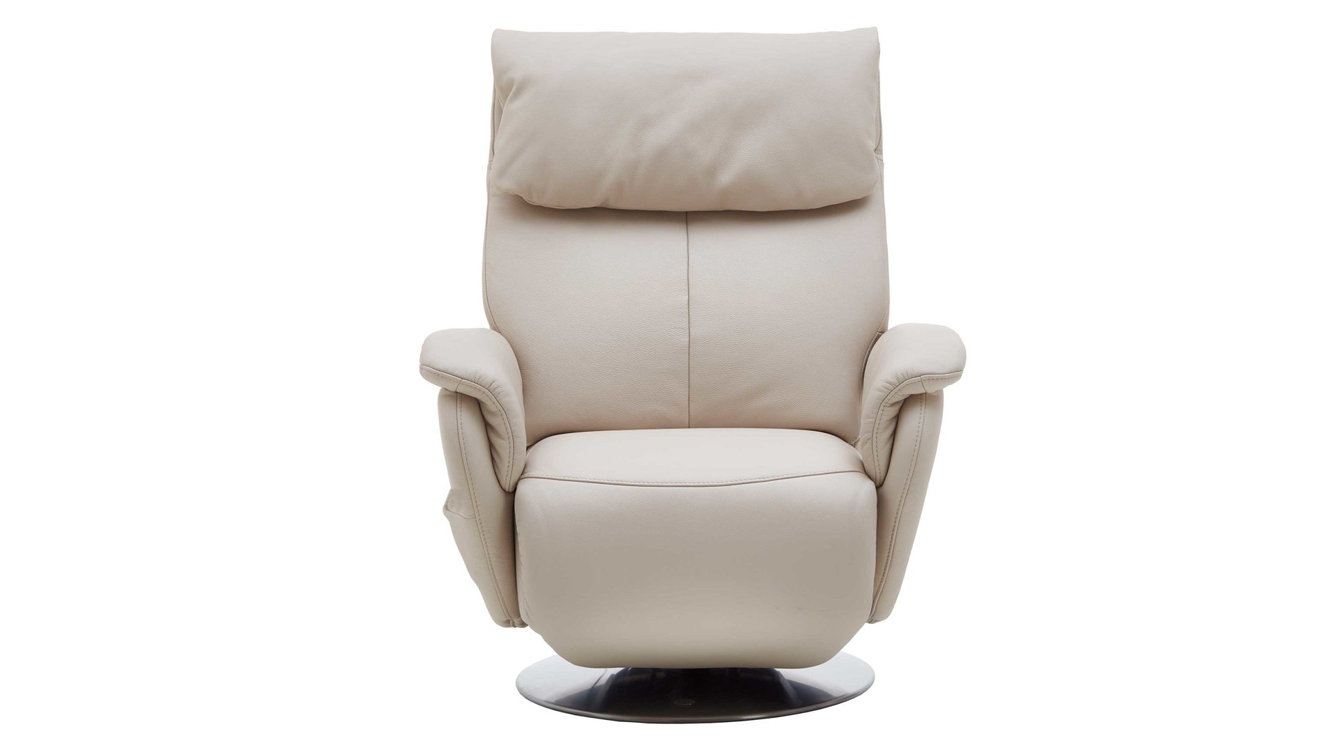 Relaxsessel comfortmaster besser sitzen, liegen, leben aus Leder in Weiß Comfortmaster 7304 - Easy-Swing-Sessel 31N nebelfarbenes LongLife-Leder Rustika & edelstahlfarbener Tellerfuß