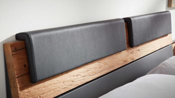 Kopfstütze Interliving aus Stoff in Dunkelgrau Interliving Schlafzimmer Serie 1025 – Kopfteilpolster-Set 530450 Länge ca. 92 cm - graphitfarbenes Kunstleder