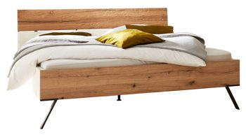 Bettgestell Interliving aus Holz in Weiß Interliving Schlafzimmer Serie 1025 – Bettgestell Liegefläche ca. 180 x 200 cm - Weiß & Balkeneiche gehackt