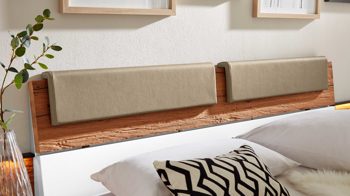Kopfstütze Interliving aus Stoff in Beige Interliving Schlafzimmer Serie 1025 – Kopfteilpolster-Set 530550 Länge ca. 92 cm - taupefarbenes Kunstleder
