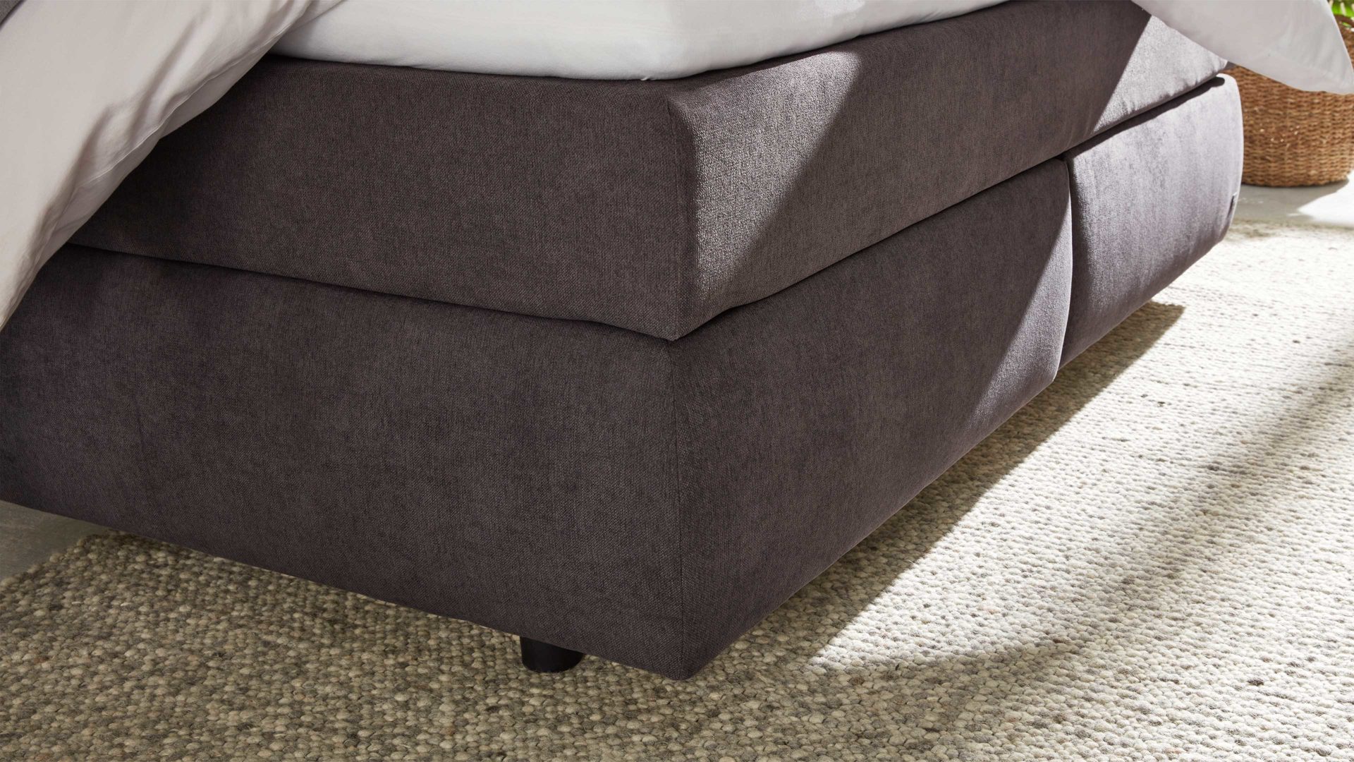 Boxspringbett Interliving aus Stoff in Dunkelgrau Interliving Bettsystem Serie 1414 - Boxspringbett dunkelgrauer Stoffbezug ENF 09 - Liegefläche ca. 160 x 200 cm